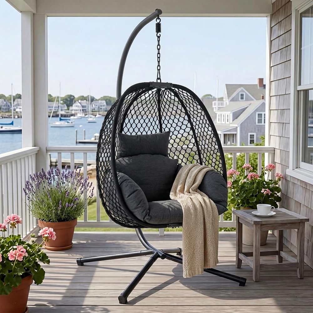 Outdoor Furniture Egg Chair - Ei-vormige hangstoel voor buiten met standaard,