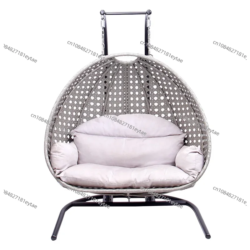 Outdoor Furniture Egg Chair - Moderne buitenterras grijze rieten 2-zits hangend