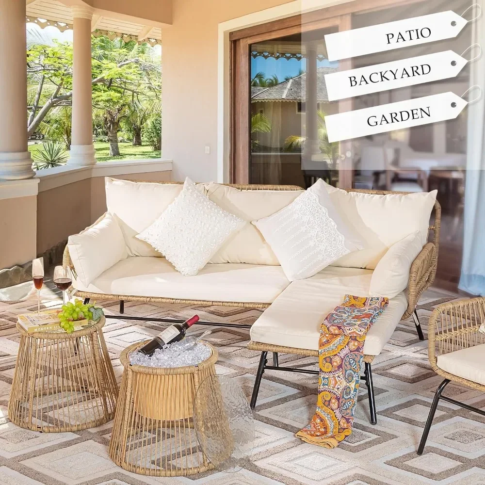 Outdoor Furniture Egg Chair - Een 3/4/5-delige Boho terrasmeubilairsets met eierstoel