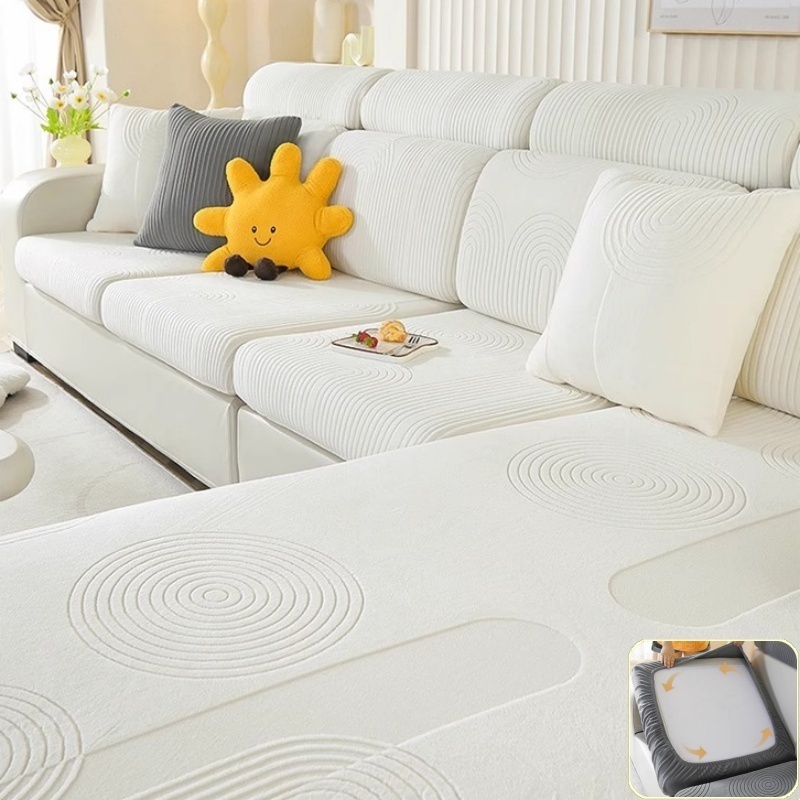 Outdoor Furniture Plus - Elastische Jacquard fluwelen bankkussenhoes, sectionele bankzitkussenhoezen,