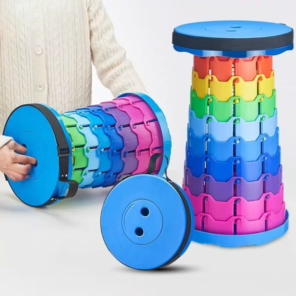 Outdoor Furniture Set Sale - Regenboog Telescopische Campingkruk Draagbaar Verdikt Opklapbaar