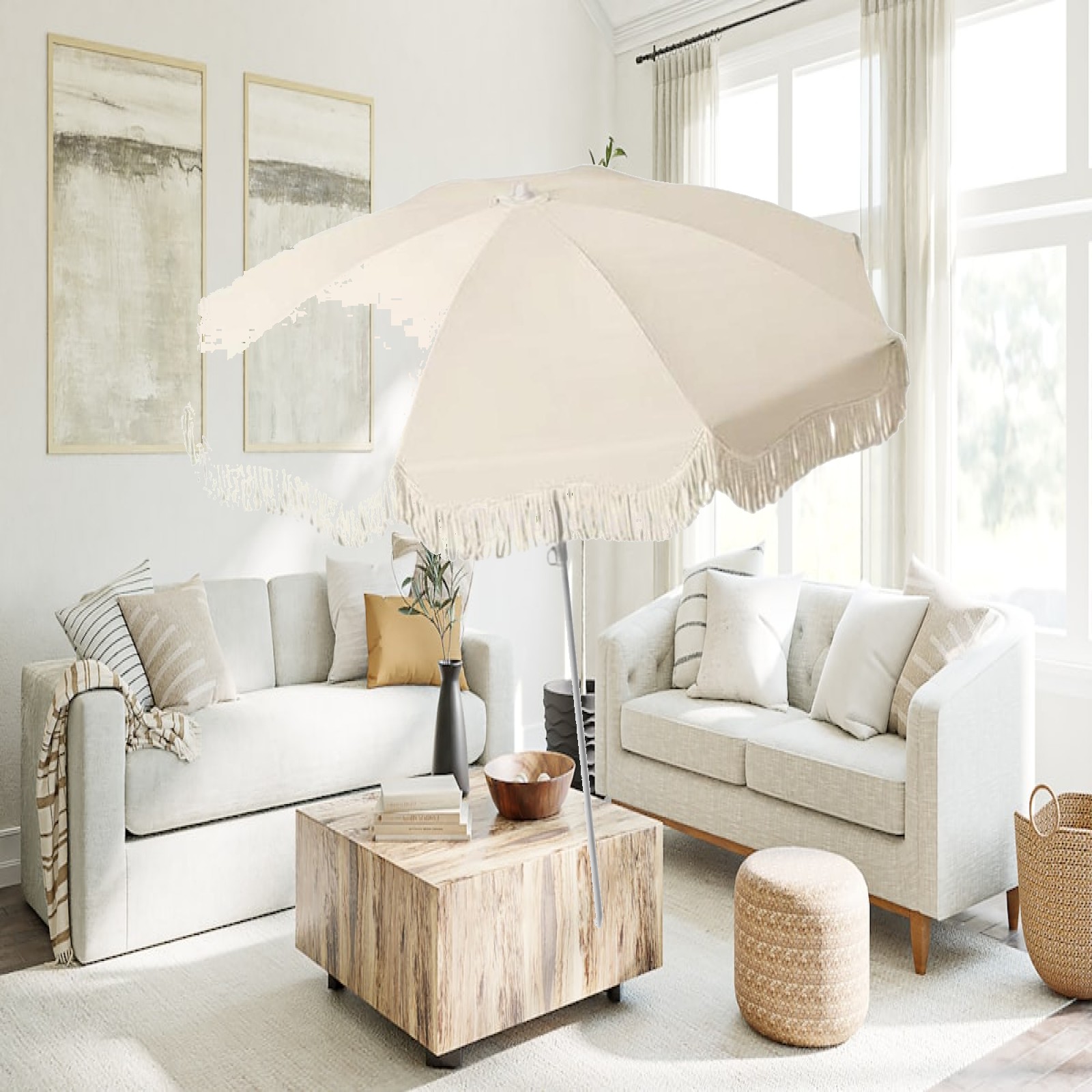 Outdoor Furniture Plus - Fringe Patio Umbrella UPF50 Plus zonbescherming