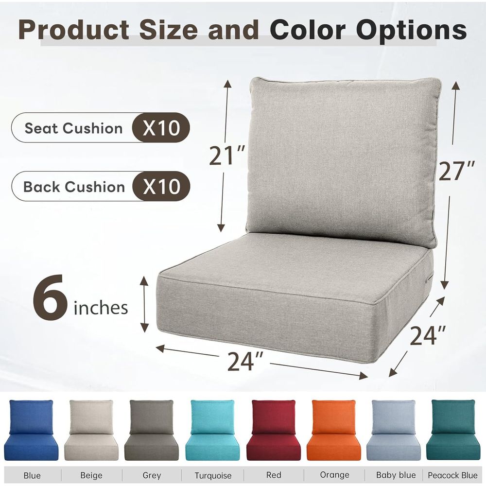 6-delige dikke buitenkussenset - Outdoor Furniture Cushions 24 X 24 recensie en prijs