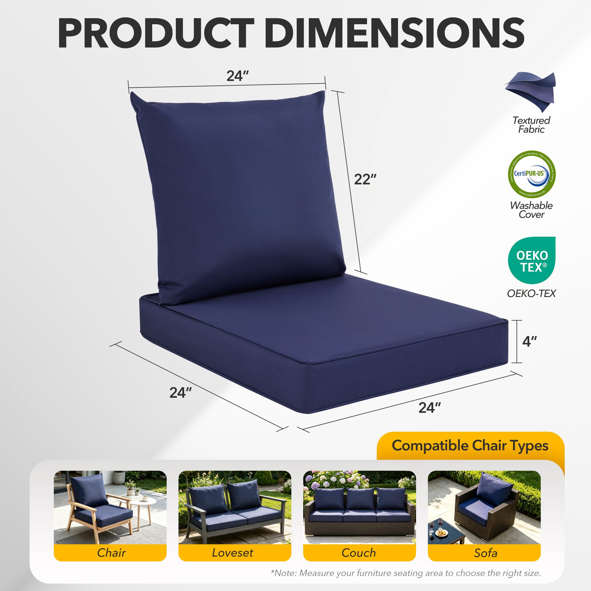 24x24 Buitenkussens Set van 4  - Outdoor Furniture Cushions 24 X 24 recensie en prijs