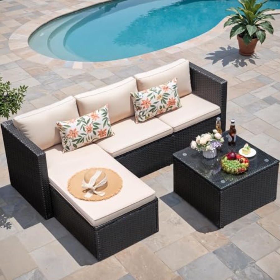 Tuinmeubelenset: beige wicker  - Outdoor Furniture Plus recensie en prijs