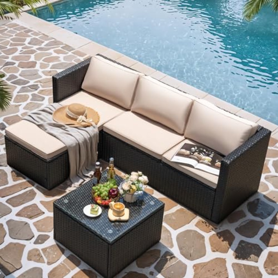Tuinmeubelenset: beige wicker  - Outdoor Furniture Plus recensie en prijs